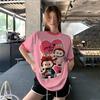 Модная трендовая футболка с коротким рукавом в стиле принта LABUBU, летний мультяшный топ