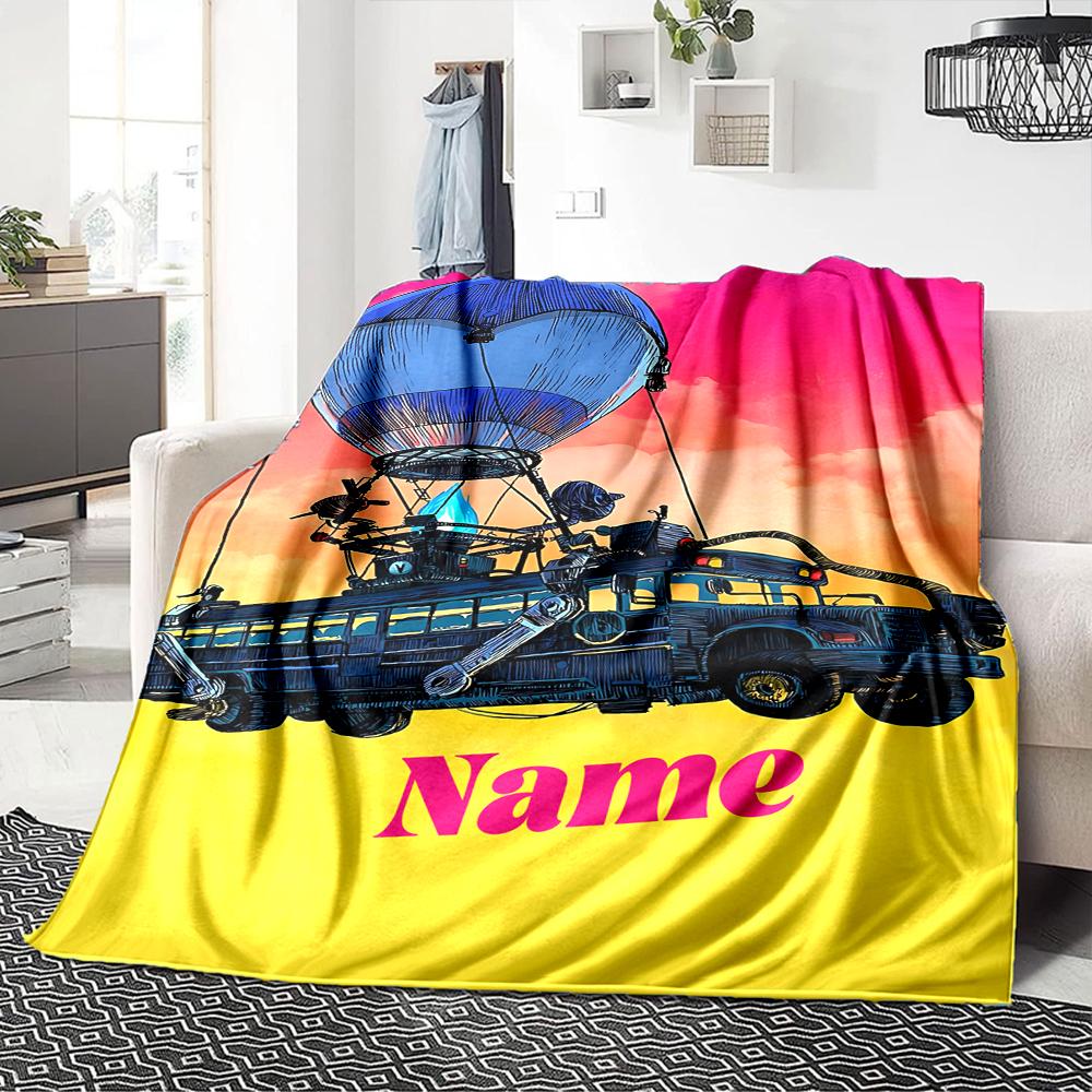 Custom Name Rainbow Fox Adventure blanket for Couch & Bed, Plush Cozy Fuzzy Blanket Super Soft & Warm Blankets for Fall and Winter. 0908190