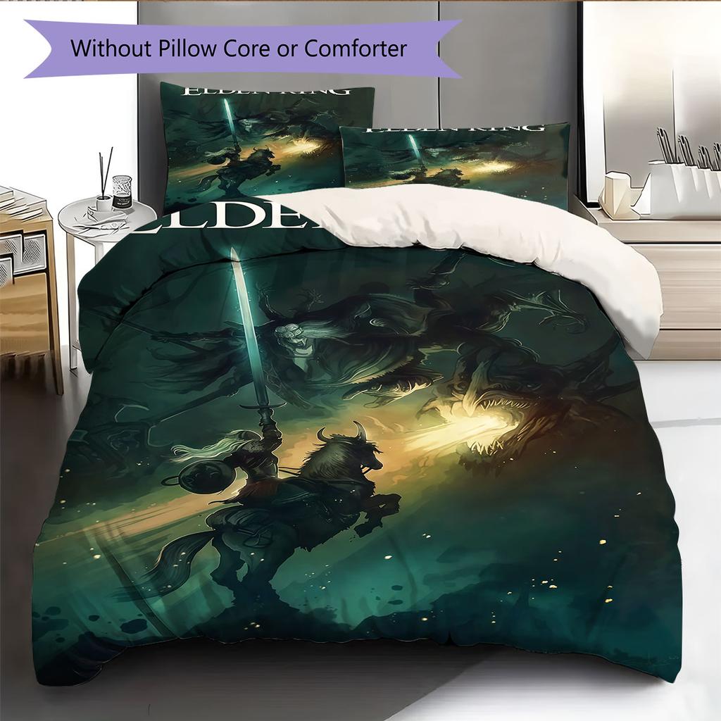 Elden Ring Bedding Quilt Set Quilt Cover Pillowcase Home Decoration Birthday Gift (1 * duvet cover + 2 * pillowcase, without core)