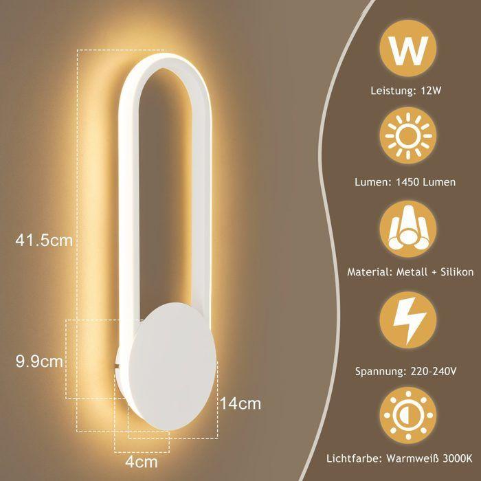 Applique murale LED - NETTLIFE - 41 cm - 12W - Blanc chaud 3000K - Design moderne
