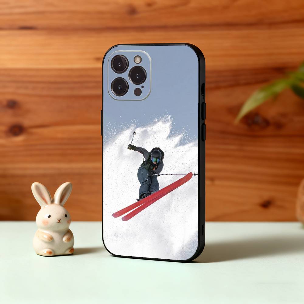 Крутой чехол для телефона S-Skiing для iPhone17,16,15,14,13,12 Plus, Pro Max, XS, 5G, мягкий силиконовый, черный