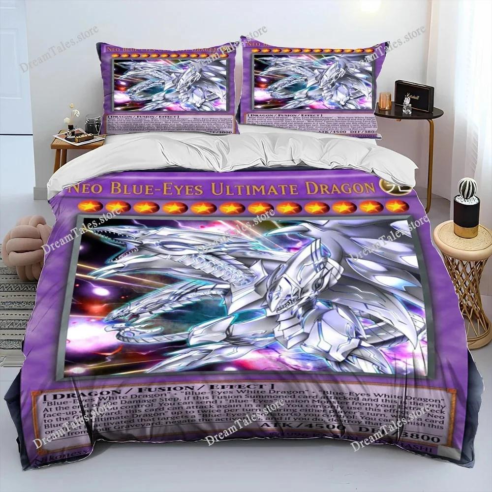 Домашний текстиль Мультфильмы Yu-Gi-Oh КАРТА МОНСТРА Чехол на пододеяльник Наволочка Мальчик Девочка Полиэстер Комплект постельного белья Размер King Queen Twin