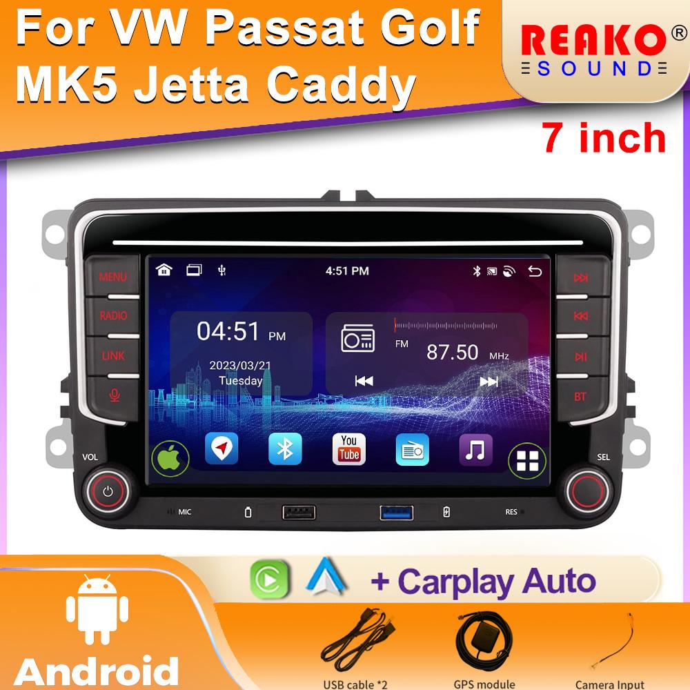 7-дюймовая автомагнитола с сенсорным экраном для VW Passat, Golf MK5, Jetta, Caddy с GPS, Android Auto и Apple CarPlay