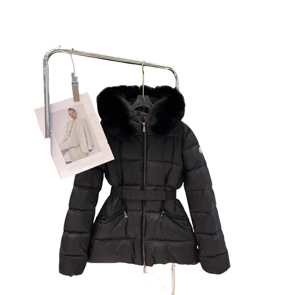 High version M family winter classic short belt decorative down jacket windproof and warm women's down jacket
