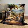 Jesus Teaching Disciples Palm Tree Scene Blanket  Printed Blanket for Living Room Bed Couch lunch break Soft Cozy Blanket for Friend's festival Gift