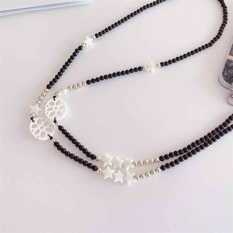 Cute Star Lovely Girl Heart Mobile Phone Case Beads Charm Chain Straps, Crossbody Shoulder Bag Strap Beaded Charms Lanyard
