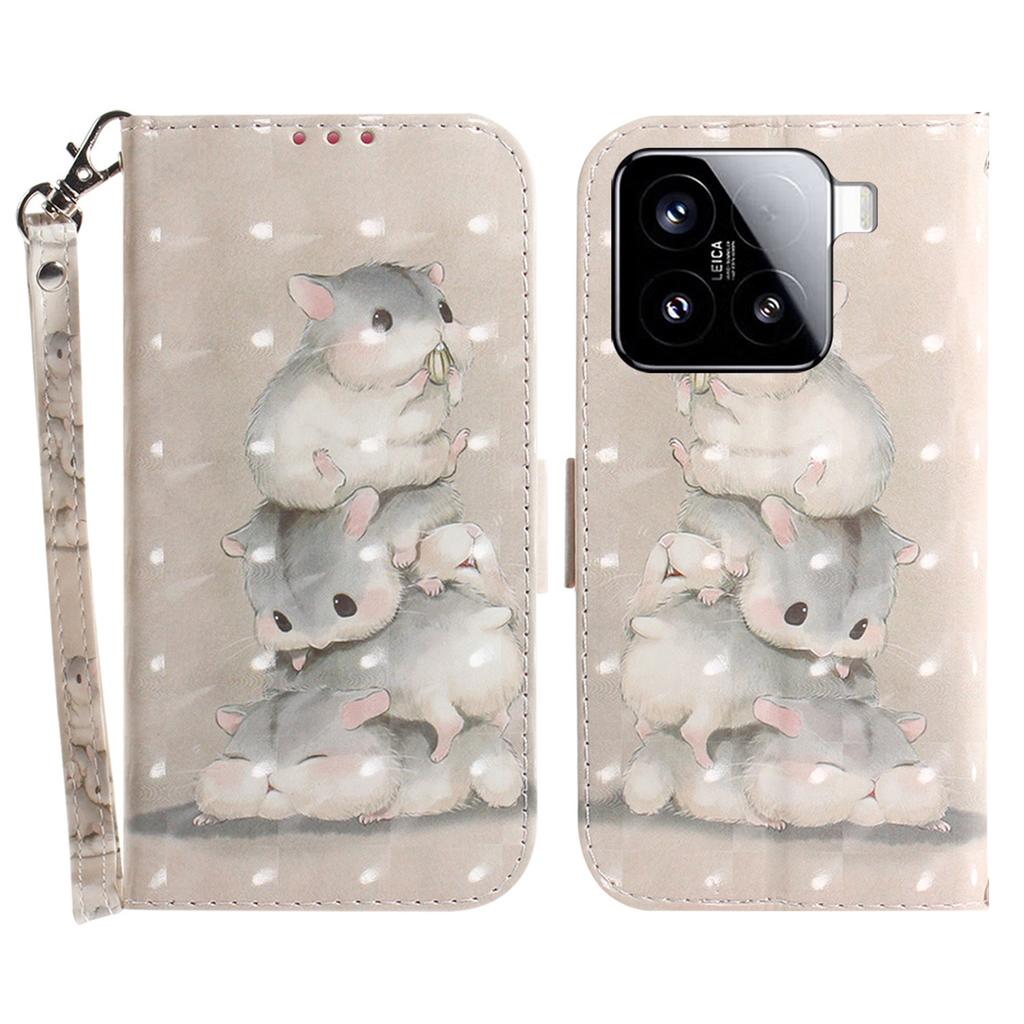 Для Xiaomi 15 Чехол с принтом, Кожаный кошелек, Чехол для телефона