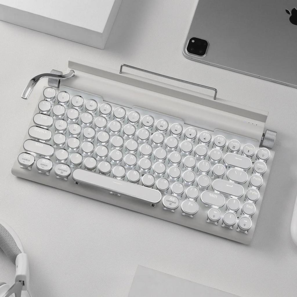 Wireless Retro Steampunk Mechanical Typewriter Keyboard for Mobile Phones & Tablets