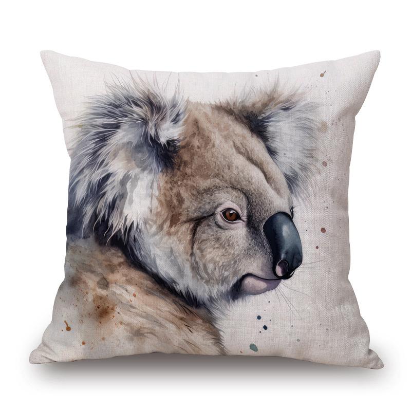 Цветная Живопись Портреты Животных Наволочки Бык Енот Олень Лошадь Лемур Коала Принт Наволочка