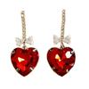 [R8471] - Silver Red 'Sissi' Designer Earrings - 35x15 Mm (heart)