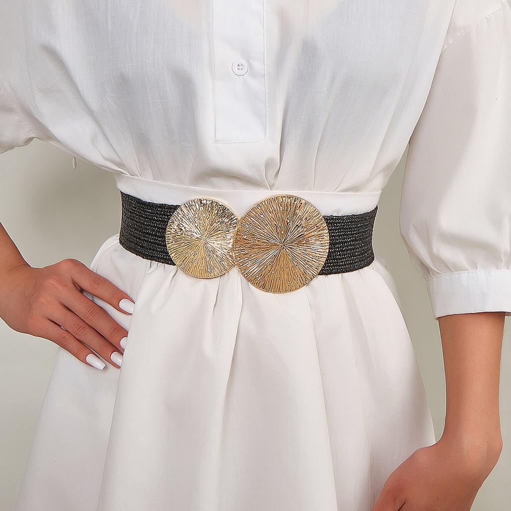 Весенне-летняя имитация плетеного эластичного пояса из травы PP, женское платье с декоративным трендовым поясным ремнем