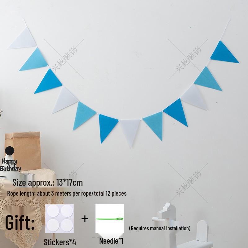 Yellow-Green Felt Pennant Bunting for Kids' Birthday or Kindergarten Decor