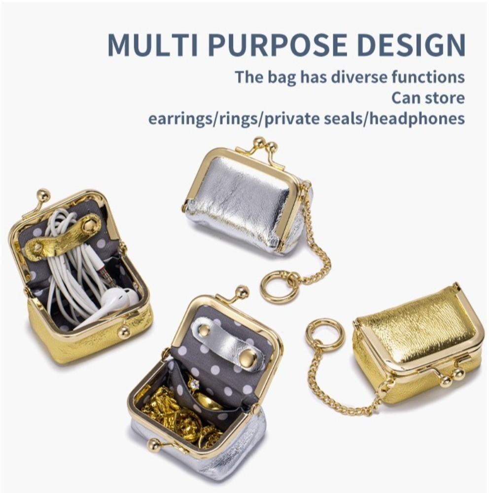 Pure Color Earring Necklace Wallet Luxury Mini Coin Purse Leather Jewelry Storage Box  Daily