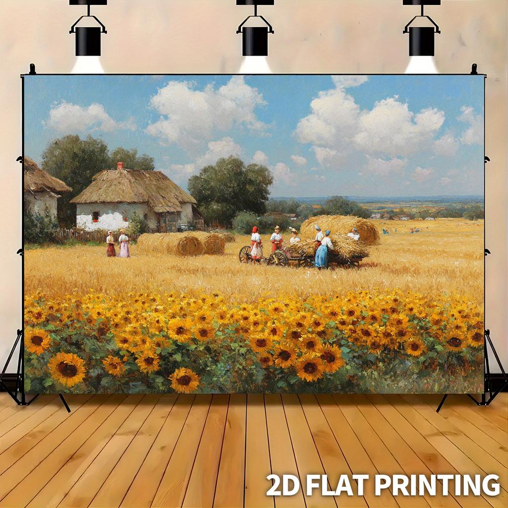 2D plane, 1 piece of rural village harvest festival background fabric, suitable for photography studios, home use, and parties