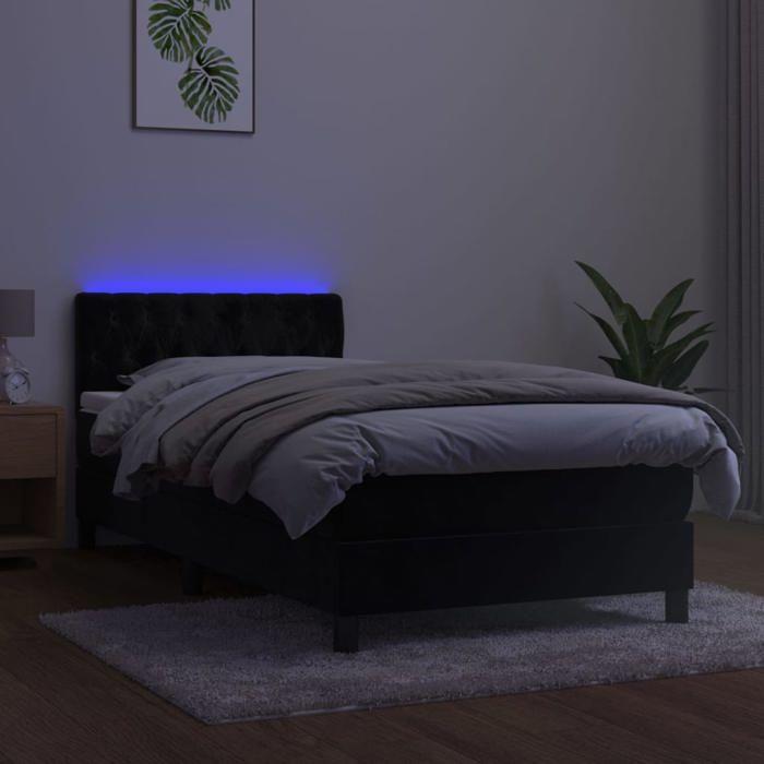 Maison Exclusive - Sommier à lattes de lit avec matelas et LED Noir 90x190 cm