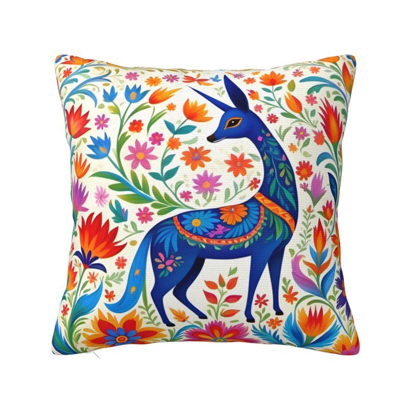 Mexican Flower Patchwork Print Cushion Cover x cm Polyester Velvet Throw Pillow Case For Sofa Decoration Bedding Pillowcase