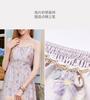 French V-neck high waisted floral suspender dress