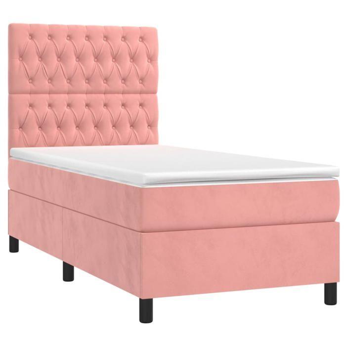 Maison Exclusive - Sommier à lattes de lit avec matelas Rose 90x190 cm Velours