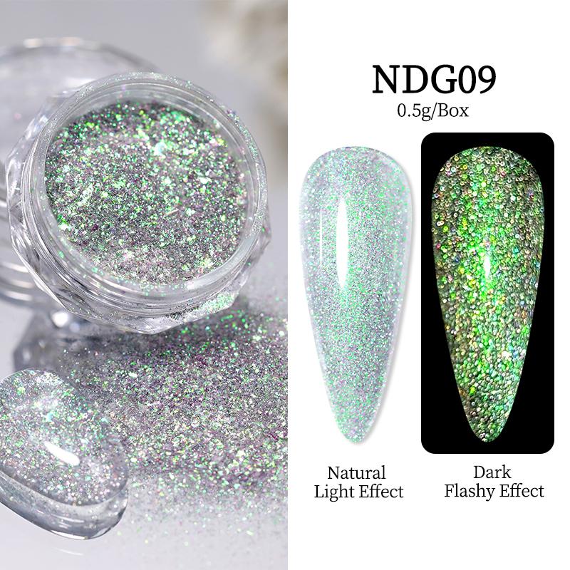 1 Box Multichrome Chameleonic Powder Nail Glitter Aurora Neon Rainbow Pigment Chrome Powder Iridescent Manicure Nail Rubing Dust