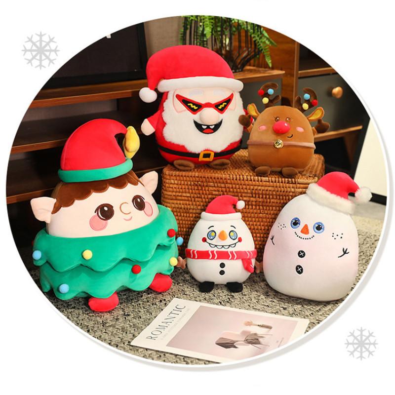 Charming Cozy Plush Christmas Santa Snowman And Tree Characters Perfect For Holiday Gifts