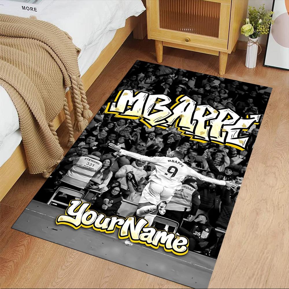 Mbappe Personalized Text Floor Rug Office Rug Design for Foyer Outdoor Balcony Bedrooms Anti-slip Rug Decorate Offices