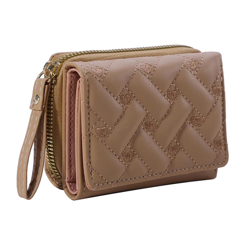 Women's Short Embroidered Love Zero Wallet Zipper Buckle Large Capacity Card Bag Versatile Fashion Simple