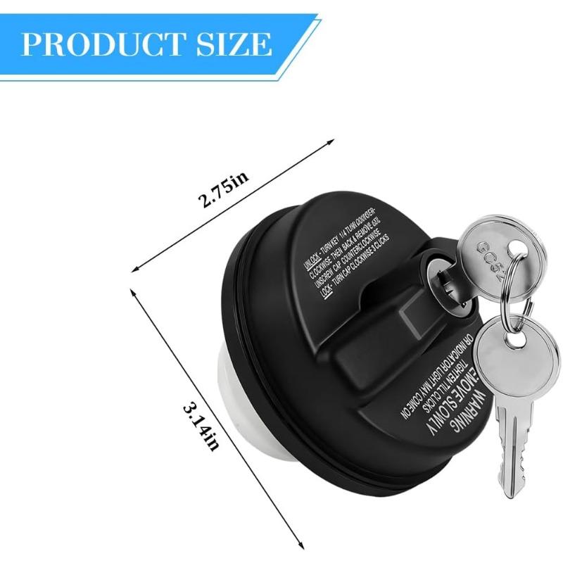 Car Locking Gas Cap, Heavy Duty Vehicle Lock Fuel Cap Cover Replace with Key, Automotive OEM# 12495845 Replacement Accessories, Compatible with