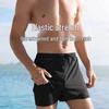 Men's Quick-Dry Double-Layer Swim Trunks with High Elastic Waist and Anti-Embarrassment Lining