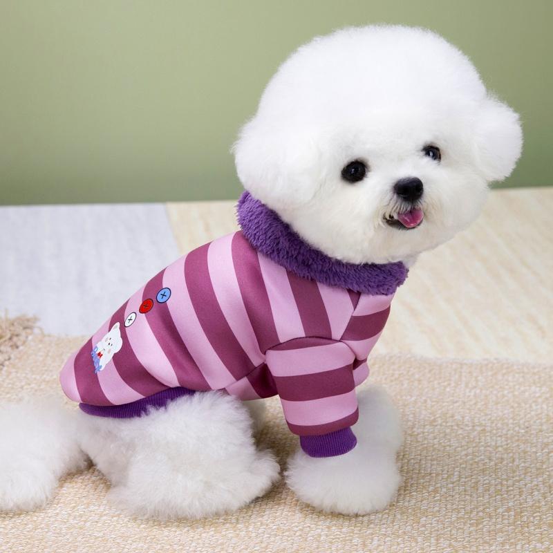 Cute Striped Dog Hoodies Autumn Dog Clothes Soft Pet Sweatshirts Warm Puppy Hoodies Coat Cartoon Print Cat Pullovers Pet Outfits