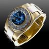 Three Jie Fashionable Inlaid Blue Zircon Ring - European & American Style