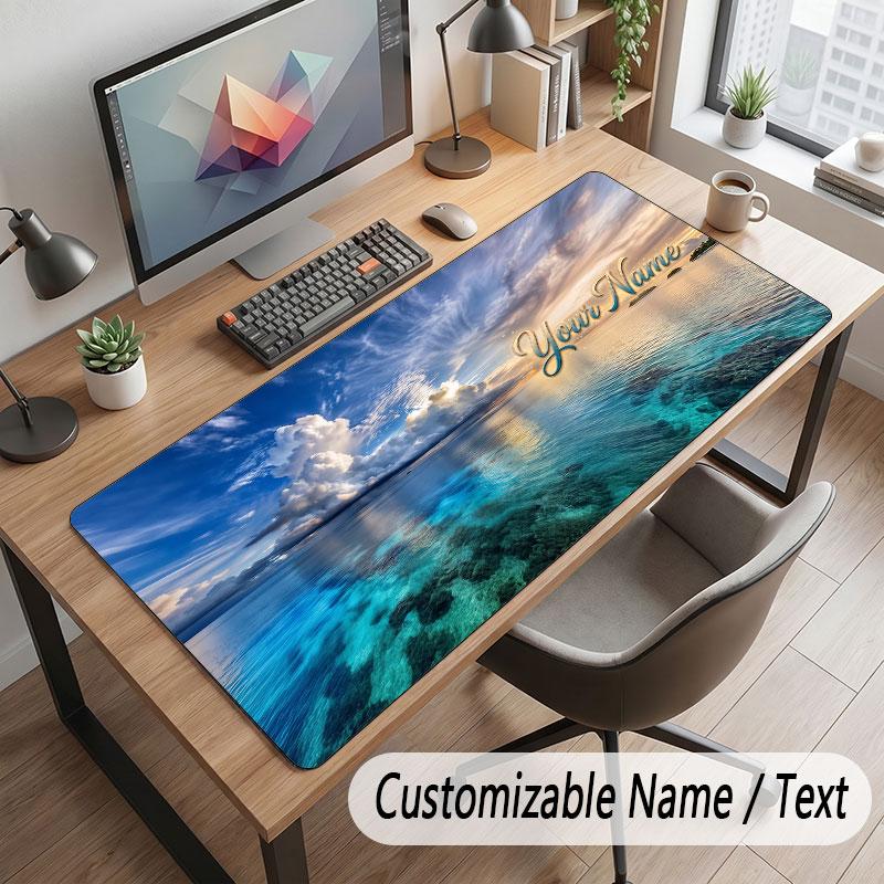 Octopus Sea Life Theme Customized Mouse Pad Personalized Print Name Text Desk Mat For Home Office Table Decor