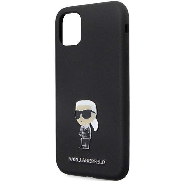 Etui do iPhone 11 Karl Lagerfeld Silicone Ikonik Metal Pin Czarne