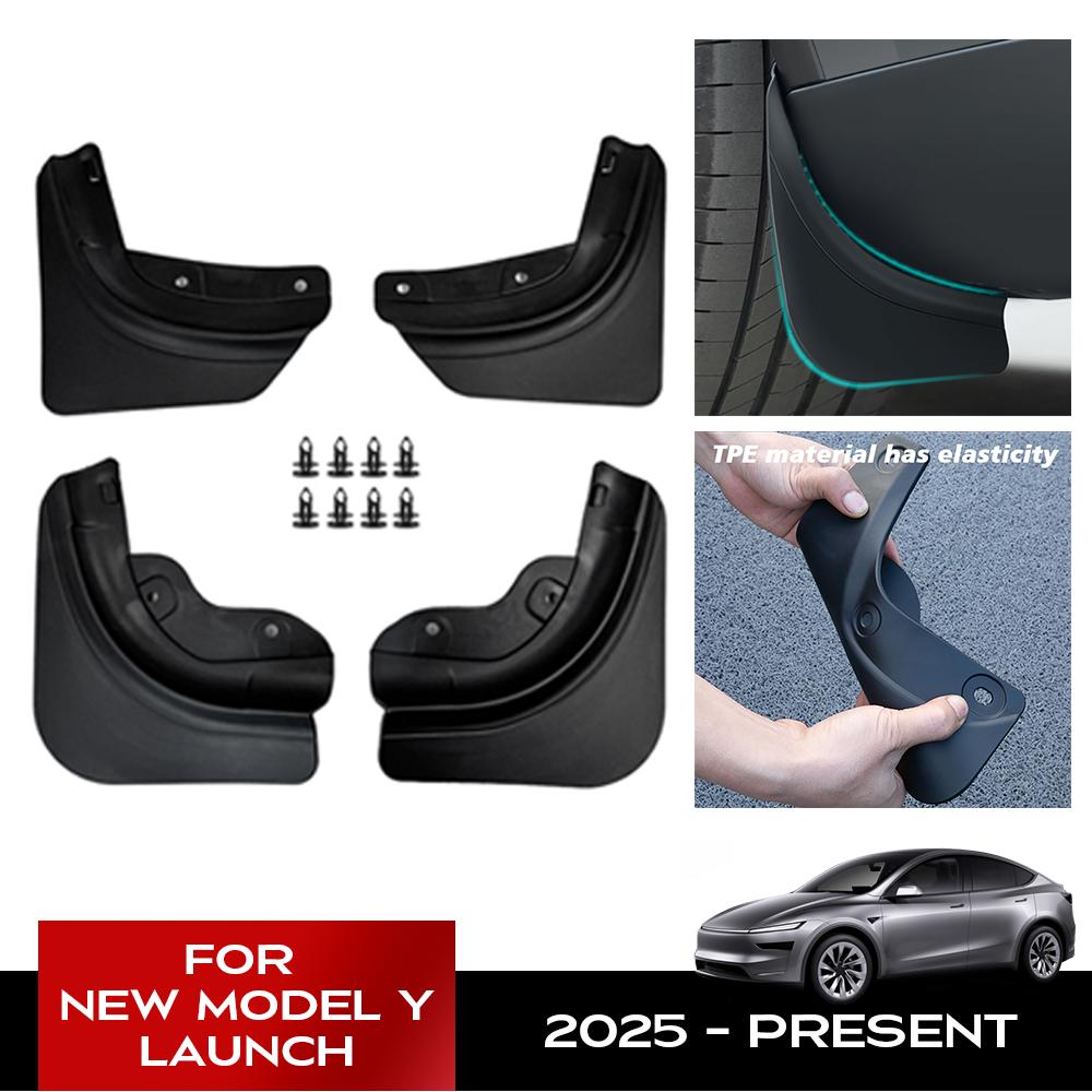 TPE Mud Flaps For Tesla New Model Y 2025 Launch Juniper teslajuniper No Drilling/Tape Splash Guards Fenders Mudguards Mudflaps GV3