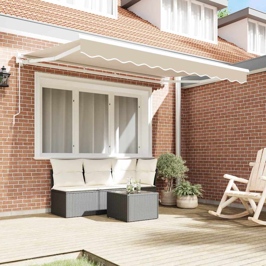 Retractable Awning Frame Beige 350 x 200 cm Polyester with PU Coating