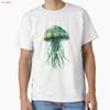 Green Jellyfish Watercolor Classi T Shirt Made In Us Aus Size S 2xl Vintage Designer Clothes Streetwear Vintage
