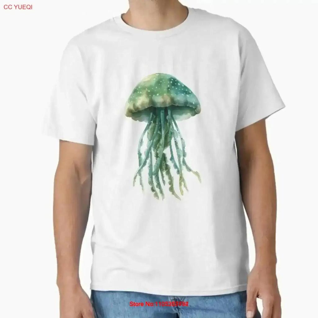 Green Jellyfish Watercolor Classi T Shirt Made In Us Aus Size S 2xl Vintage Designer Clothes Streetwear Vintage