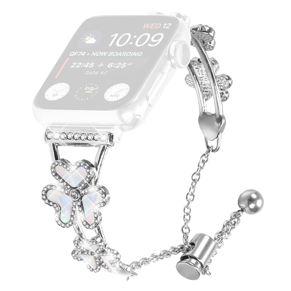 Metal Band For Apple Watch Ultra 3 2 1 49mm/Series 11 10 46mm/9 8 7 45mm/SE3 SE2 SE 6 5 4 44mm/3 2 1 42mm Heart Clover Decor Watch Strap