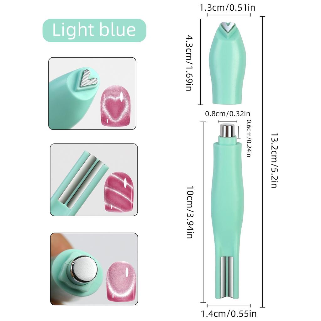 3D Love Heart Nail Magnet 3in1 Cat Eye Effect Double Line Moon Snake Pattern French Nail UV Attraction Magnetic Stick Manicure