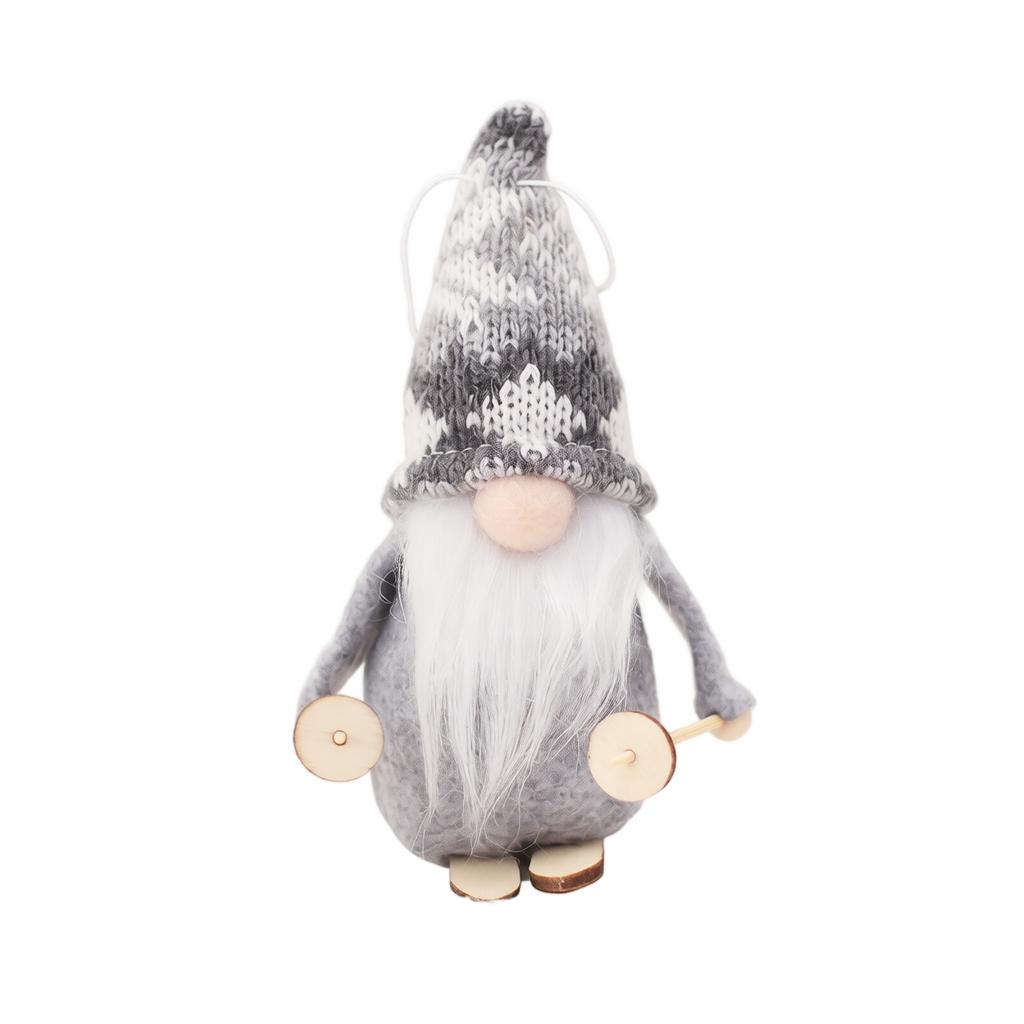 Christmas Ski Doll Wooden Hanging Ornament Knitted Fabric Christmas Tree Decoration