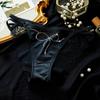 Трусики-стринги с бантиком, с бриллиантами, с низкой посадкой, кружевные, сексуальные, треугольные, женские