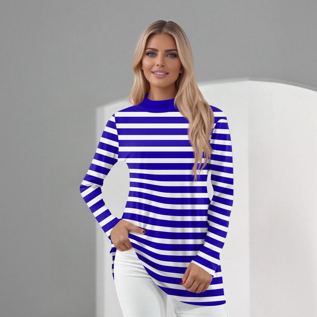 Женский повседневный топ с длинным рукавом и средним воротником