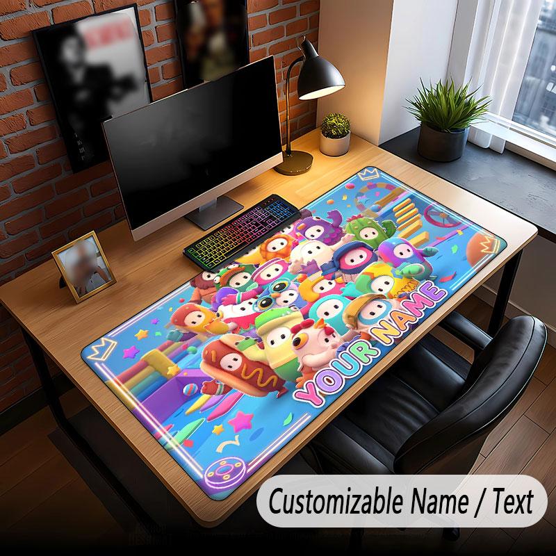 Custom Name Text Big Mouse Pad,Fall Guys Soft Non Slip Extended Desk Mat For Home Office