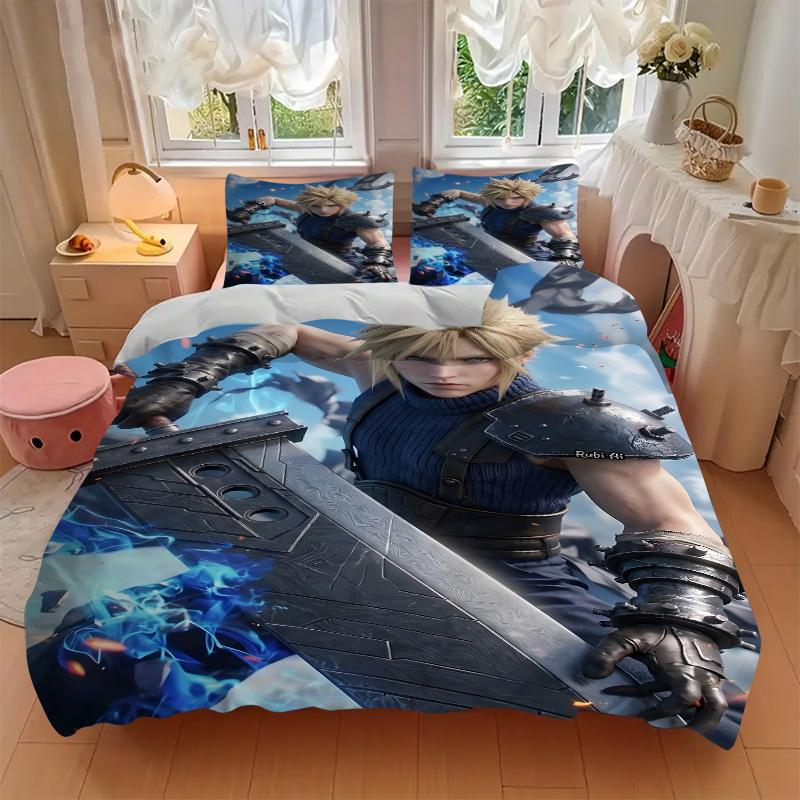 Cloud Strife Buster Sword Print 3Pcs Bedding Set,Duvet Cover with 2 Bedro,Pillowcase Home Birthday Gift