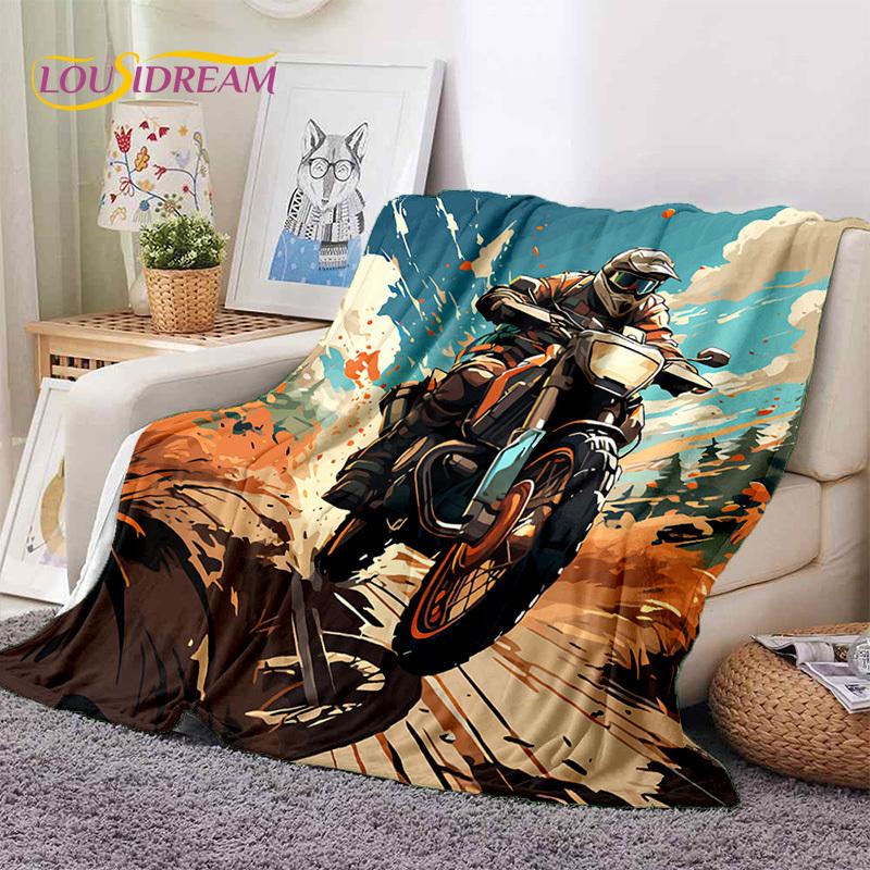 Motocross Motorcycle Soft Blankets,Keep Warm Throw Blanket Comfortable Blanket for Picnic Beds Sofa Home Bedroom Hiking Gift