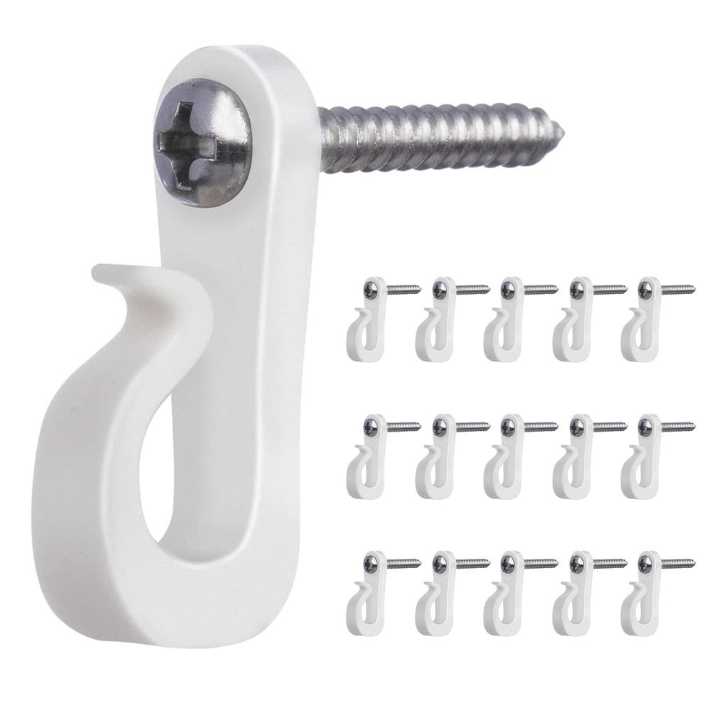 15PCS Hanger Hooks for String Lights with Screw Indoor Outdoor Light Hooks Clips for Hanging Fairy Lights Patio Light
