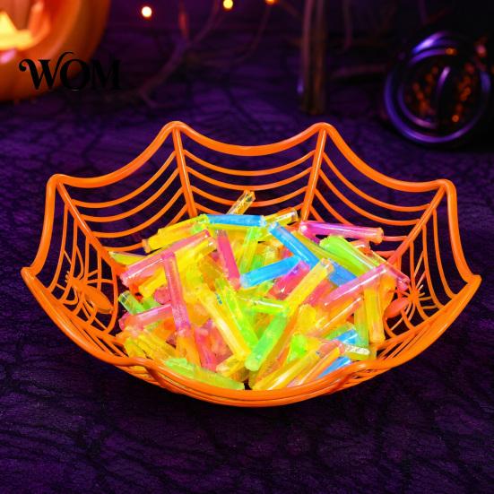 Spider Web Candy Bowl Halloween Basket, Plastic Cobweb Design Fruit Serving Bowl, Treat Eye-catching Decor or Trick Holder for Dinner Table,