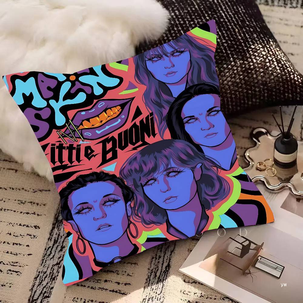 Maneskin Дамиано Давид Винтажная наволочка Квадратная подушка Спальня Диван Досуг Комфорт Подушка Автомобиль Гостиная Украшение для дома