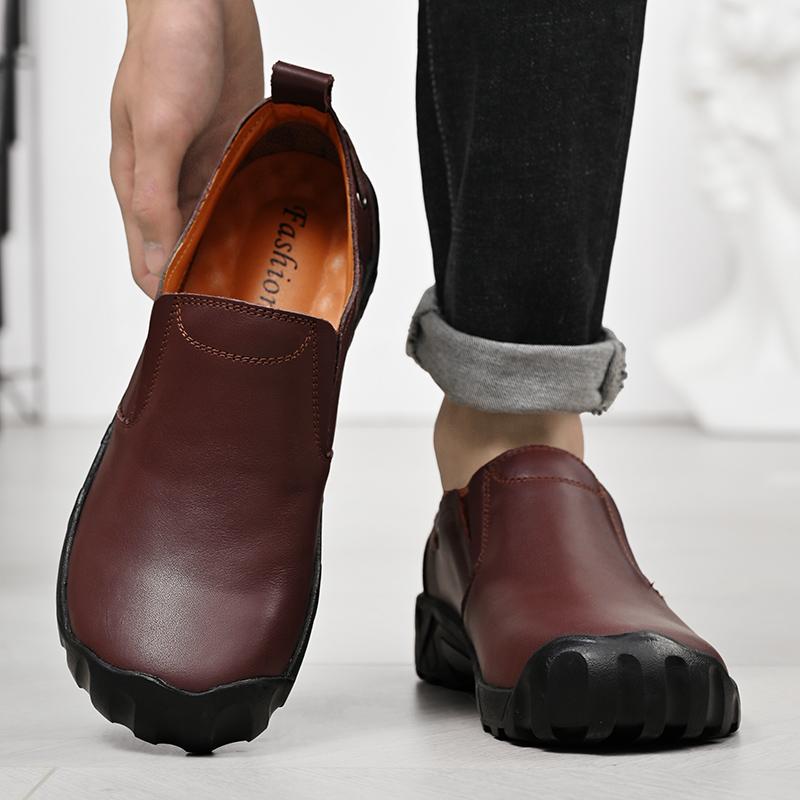 Модные мужские повседневные кроссовки Кожаные мужские лоферы Обувь без застежек Мужская обувь для вождения Горячая распродажа Мокасины Ручной работы Дышащая обувь для ходьбы