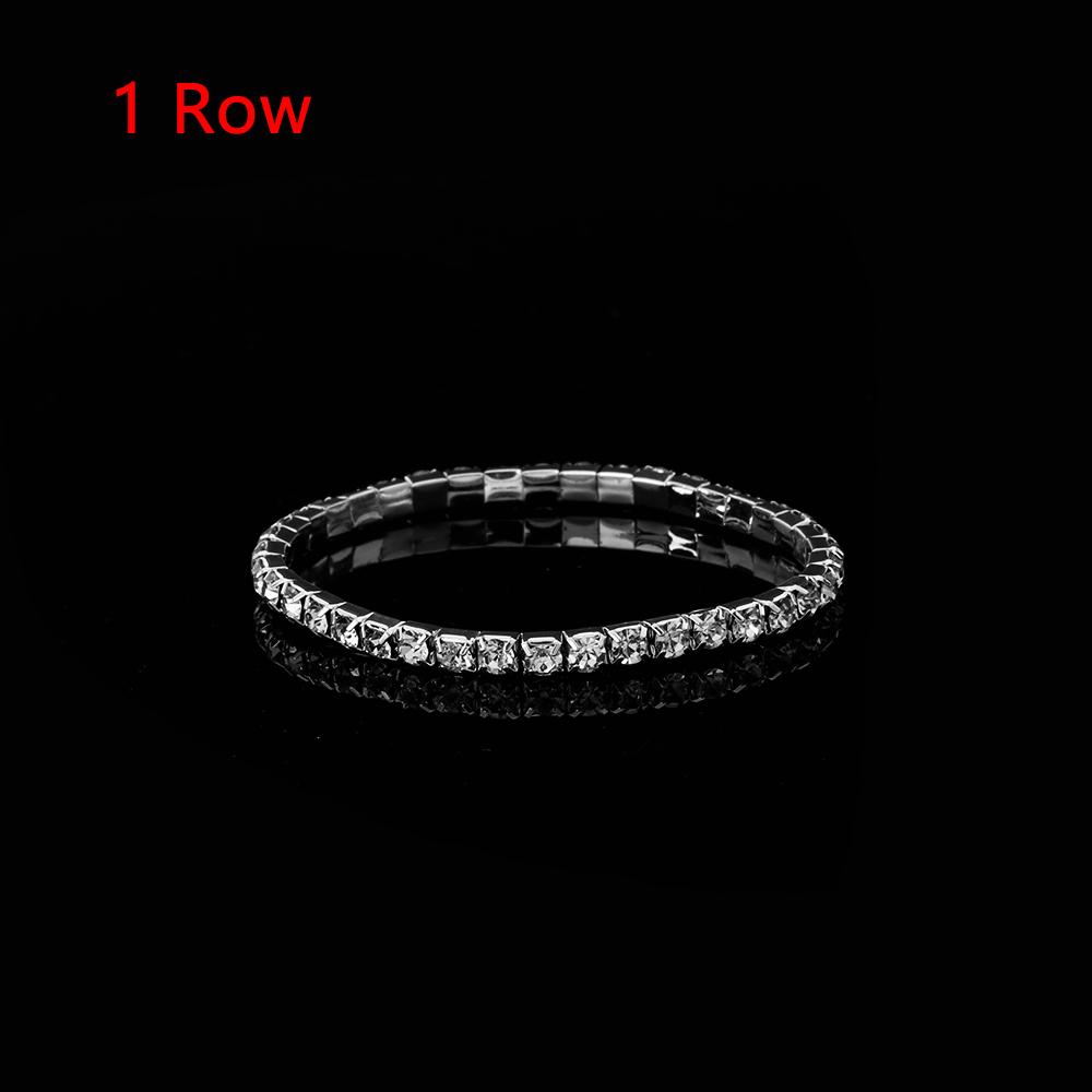 1-10 Rows Wedding Woman Jewelry Elastic Bangle Crystal Rhinestone Stretch Bracelet Wristband