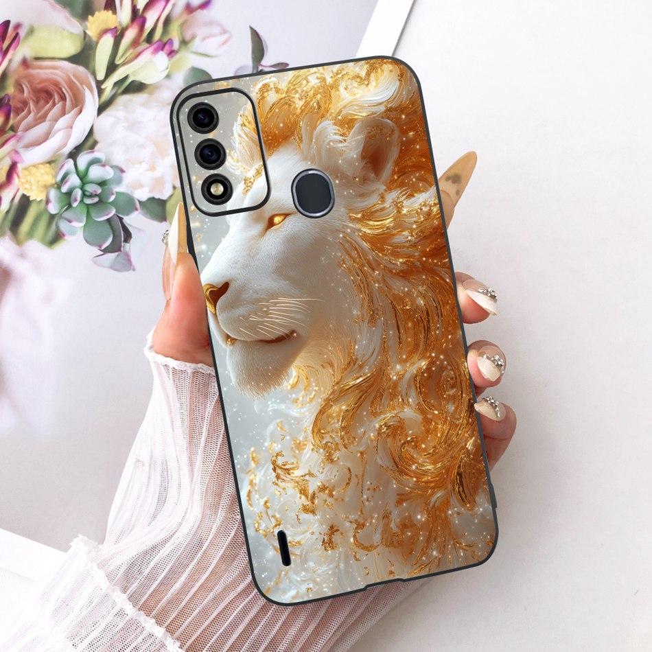 For ITEL A48 Cool Dragon Tiger Pattern Phone Case For Itel A48 Black Silicone Soft Cases